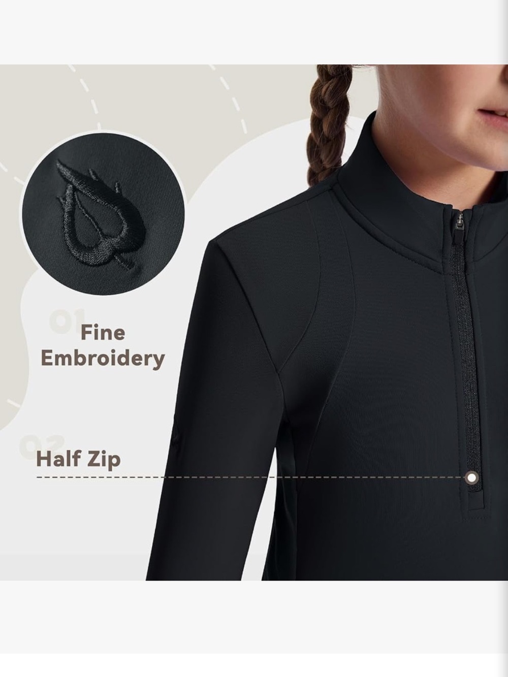baleaf Girls Long Sleeve Shirts Fleece Jacket Fall Half Zip Pullover Thermal